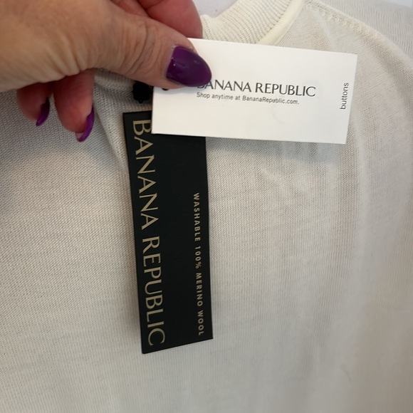 Banana Republic Washable Merino Wool Cardigan Ivory - Picture 6 of 8